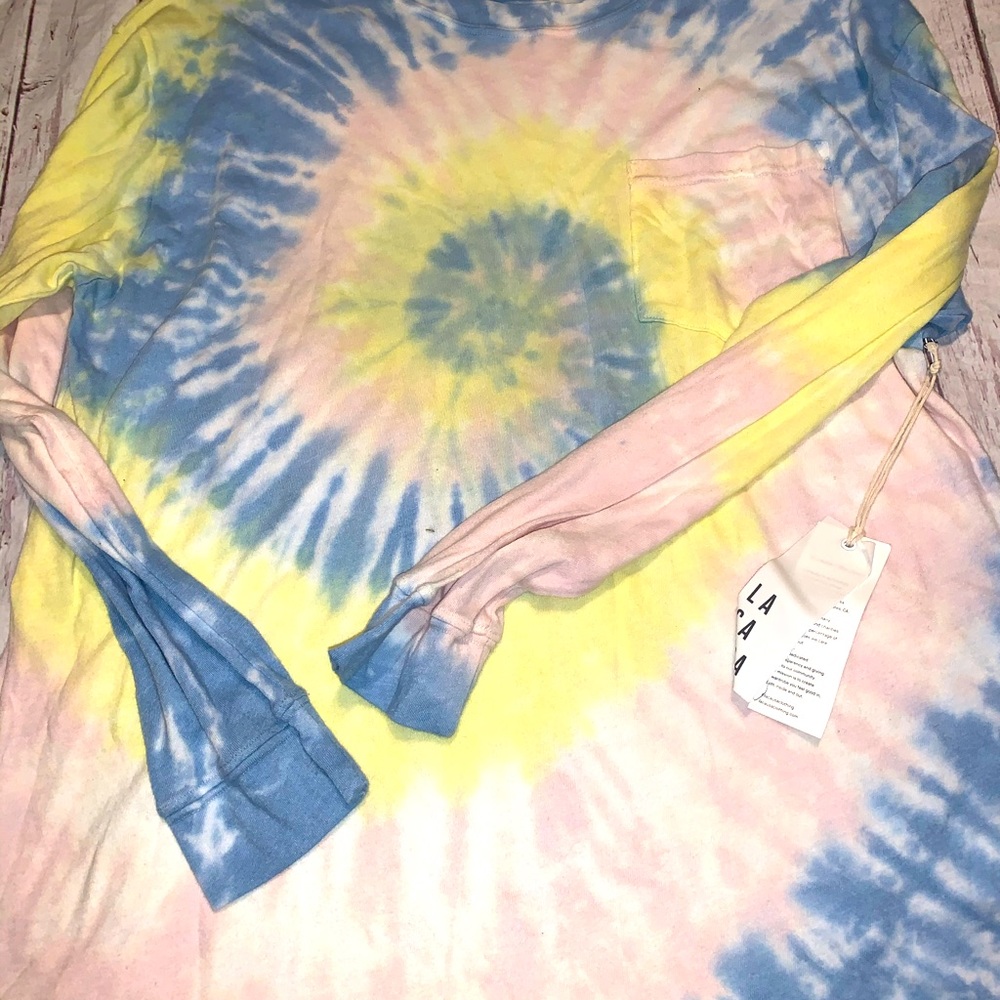 Lacausa “ziggy” tie dye crewneck long sleeve top M
